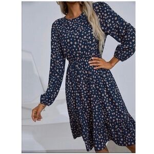 NEW Boho All Over Print Round Neck A Line; size small